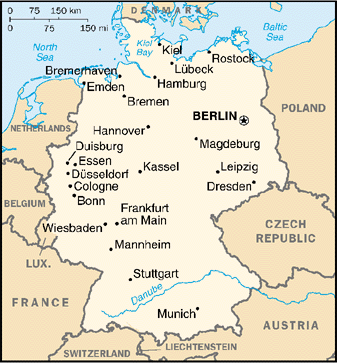 [Country map of Germany]